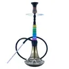 Conjunto de cachimbo de água de 23,6 polegadas Vidro metal Luz O crânio gradiente exclusivo Vidro Shisha Beaker Fumando Novo no mercado shisha Filtro de Cigarro Arabian Oil Rigs Designer