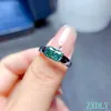 Anelli a grappolo Anello in moissanite verde stile Est per gioielli da donna Rettangolo Gemma Fidanzamento Argento 925 Regalo di nozze di compleanno