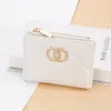 Portafoglio da donna alla moda con cerniera corta, portamonete da donna, piccola pochette in pelle, porta carte di marca di lusso, portafogli bianchi rossi per donna