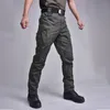 Männer Hosen Plus Größe Herren Casual Sommer Moto Bike Männlich Zipper Taschen Hosen Solide Khaki Schwarz Outdoor Freizeit Hose 230707