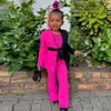 Fashion Patchwork Kids Party Wear 2 Pieces Little Girls Suit Set Shalw Lapel Kids Casual Tuxedos with Belt (Blazer+Pants)