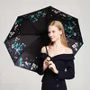 Guarda-chuvas novo estilo de arte para meninas faculdade linda cor pura florescendo em água guarda-chuva pequeno e portátil para abrigo do vento