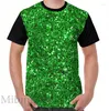 Мужские рубашки Trady Print Мужская рубашка женские топы Tee Lime Green Sparkly Glitter Confetti Графическая футболка O-образное с коротким рукавом повседневные штифты