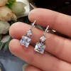 Dangle Earrings Uilz Delicate Square Pendant Female CZ Stylish Jewelry Wedding Accessories Bridal Fashion Modern Style Earring