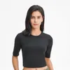 Camicie attive Nepoagym Welllife Light Compression Women Workout Crop Top Feel Nudo Short Short Running Shirt Atletico Slewy Yoga Tops