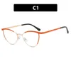 Solglasögon Mode Lyxdesigner Retro Cat Eye Kvinnor Glasögonbåge Dubbla färger Klart Antiblått ljus Optiska glasögon Dator