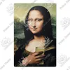 Rolig Monalisa metallplakett Vintage Mona Lisa metallskylt Retro affischdekoration för hemmet Bar Pub Club Man Grottväggdekor Da Vincis konstmålning w01