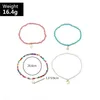 Anklets Cute Star Moon Pendant Temperament Colorful Rice Bead Anklet American Beach Wind Small Beautiful Set