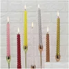 Candles 12Pcs/Set Taper-Spiral Twisted Smokeless Dinner Table Long Wax Drop Ship H1 Delivery Home Garden Dhjh2