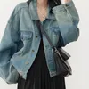Женские куртки 2023 Весна Ретро вымытая джинсовая куртка Женщины хараджуку корейские рыхлые короткие вершины кнопка пальто верхняя одежда уличная одежда