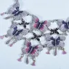 Collana Orecchini Set Argento Catena Grossa Farfalla Con Nappa Viola Per Gioielli Da Sposa Da Donna