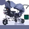 Safety twin baby stroller double seat child tricycle kids bike rotatable seat three wheel light stroller protable convenient pushchair multicolor ba67 C23