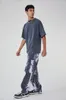 Herrjeans Herr Loose Skate Denimbyxor Vuxna Färgblock Lightning Cloud Print Byxor med fickor S2XL 230707