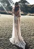 2023 Vintage Lace Boho Beach Trouwjurken Lange mouw Applique Ruglooze Country Style Bohemian Trouwjurk Bruidsjurken Hippie Gypsy vestido
