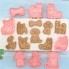 Baking Moulds 8Pcs Cartoon Puppy Cookies Stamps And Cutters 3D Dog Accessories Tools Cute Fondant Biscuit Molds For Cake Decorating