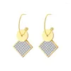 Dangle Earrings Square Ear Ring Titanium Steel Stainless Gold-plated C-shaped For Women Jewelry Party Goth