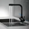 Kitchen Faucets Filtered Faucet Brass Purifier Dual Sprayer Drinking Water Tap 360 Degree Rotation Double Right Angle Sink