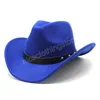 Winterwolle Damen Herren Western Cowboyhut für Gentleman Jazz Cowgirl mit Leder Cloche Church Sombrero Caps