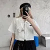 Women's Blouses Summer Korean Fashion Clothing Women Blouse Polo Neck Short Sleeve Shirt Chain Loose Versatile Cool Girl Zipper Top