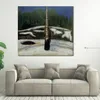 Modern Abstract Canvas Art Birch in Snow Edvard Munch Handmade Oil Painting Contemporary Wall Decor