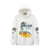 Deigner Rhude Letter Print Looe Fleece Estilo Hip Hop Suéter com capuz Jaqueta com capuz para homens e mulheres Caual