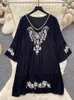 Casual Dresses Women Spring Summer Dress Minority Holiday Ethnic Style Retro V-neck Flare Sleeves Loose And Slim A-line First Love D3979