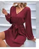 2023 Autumn/Winter Women's New Solid Color Long Sleeve school girl Dress