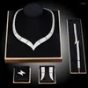 Necklace Earrings Set Luxury Fashion Bride Jewelry Silver Plated Wedding Dress Romantic Banquet Earring Ladies Gift