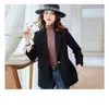 Women's Suits Korean Style Apricot Suit Jacket For Women Blazer Spring Autumn Temperament Fashion Casual Black Woman