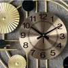 壁時計大型時計ゴールデン北欧リビングルームアート幾何ポインター時計ライト高級サイレント家の装飾