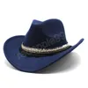 Mode automne hiver laine large bord chapeau femmes hommes Western Cowboy chapeau Vintage Gentleman Jazz Sombrero Hombre casquette