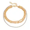 Anklets Alloy Punk 3 Pcs/Set Ankle Chains Crystal Shell Female Simple For Women 2023 Fashion Summer Beach Foot Jewelry