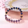 Charm Bracelets 6mm Natural Tiger Eyes Stone Amethysts Beads Bracelet Braided Rope Charms Healing Balance Yoga For Women Bangles B430