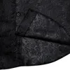 メンズドレスシャツ長袖ブラックペイズリーシルクカジュアルタキシードソーシャルシャツ高級デザイナー男性服 230707
