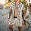 2 Sommermode Herren Trainingsanzüge Hawaii Strandhosen Set Designerhemden Druck Freizeithemd Mann Slim Kurzarm Kurzstrände Badebekleidung Shorts Sets stilvoll