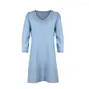 Lässige Kleider Imitation Denim Blau Kleid Y2K Lose V-ausschnitt Gerade A-Linie Rock 2023 Sommer Mode Straße Damen Retro Kurze