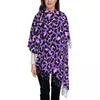 Scarves Neon Purple And Pink Leopard Seamless Pattern Scarf Women Fashion Winter Shawl Wraps Animal Cheetah Tassel