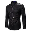 Camisas masculinas góticas com rebites e manga comprida retrô medieval renascentista blusa vitoriana steampunk casual camisa de algodão 230707