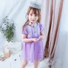 Vestidos de menina estilo infantil verão manga curta vestido de menina laço saia infantil princesa Sophia