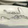 Stud Earrings Canpel 2023 Fashion Crystal Zirkon Long Pearl Tassel Drop For Women Wedding Party Trendy Dange