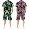 Tute da uomo 2 pezzi Stampa floreale Set hawaiano Estate Casual Camicie a maniche corte Pantaloncini da spiaggia Tute Coppia Vacanze Abbigliamento streetwear 230707