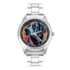 Wristwatches Dog Quartz Watch Abstraction Illustration Vibrant Po Simple Wrist Watches Stainless Upwrist Fitness Man Wristwatch