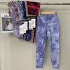 Lu-u tie-dyed yogabroek met standaard fiess-broek, elastische sneldrogende trainingsbroek, slank lopende heuplift met hoge taille