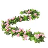 Fleurs décoratives 4 Pcs 2.2 M Fleur Artificielle Vigne Guirlande Bande De Rotin Tissu De Soie 33 Rose Pour Le Festival De Mariage Floral Parties Décor