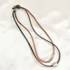 Ras du cou Double couche amour clavicule cuir corde collier rétro Simple métal perlé bohème plage ethnique court pour les femmes
