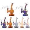 gros 14mm joint Verre Bong narguilés Coloré Nano Placage Bécher Conduite D'eau Dab Rigs Arc-En-Ciel Fumer Shisha avec tuyau de brûleur à mazout en verre mâle