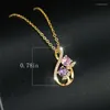 Pendant Necklaces Luxury Female Pink Purple Zircon Necklace Charm Gold Color Wedding For Women Cute Crystal Flower Chain