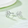 Stud Earrings GEM'S BALLET Round Brilliant Cut Moissanite For Women Mermaid Fish Tail Studs In 925 Sterling Silver