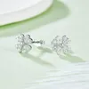 Boucles D'oreilles Tiges GEM'S BALLET Ronde Brillante Coupe Moissanite Pour Femme Sirène Queue De Poisson Goujons En Argent Sterling 925