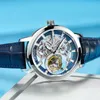 Horloges OBLVLO Designer Tourbillon heren mechanische horloges echt leer stalen skelet wijzerplaat handmatig opwindbaar